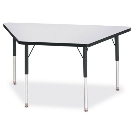 Jonti-Craft Berries Trapezoid Activity Tables, 24 in. x 48 in., A-height, Freckled Gray/Black/Black 6438JCA180